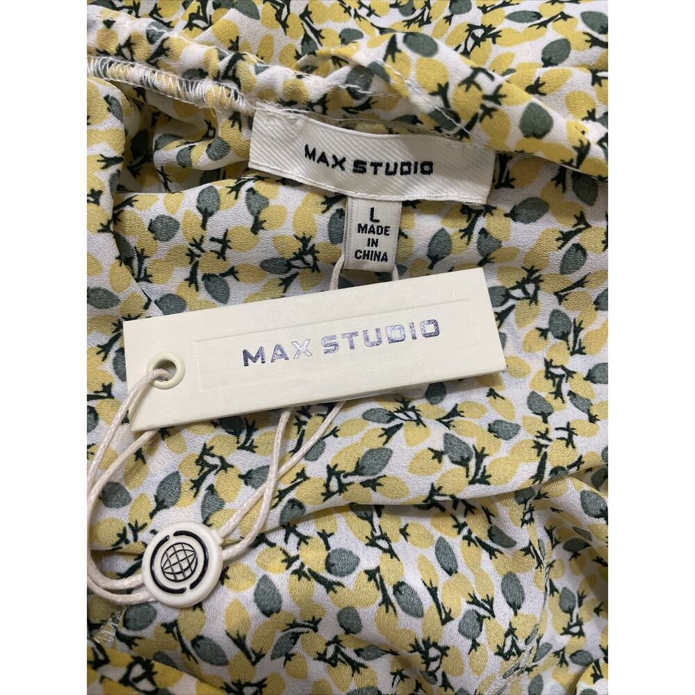 max studio, short sleeve blouse, multicolor, lemon print, large, NWT - Picture 8 of 8